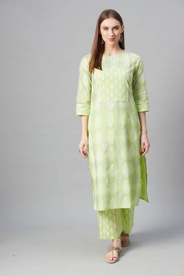 Green printed cotton cotton-kurtis 1