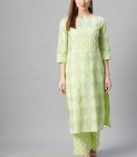 Green printed cotton cotton-kurtis
