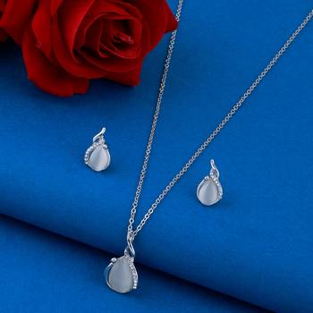 SILVER SHINE Delicate Silver Plated Party Wear  Pendant Set For Women Girl 1
