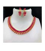 Red Indian Jewellery Copper Gold Plated Necklace Set for Women