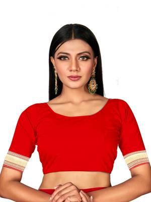Mehrang Red woven silk saree with blouse 4