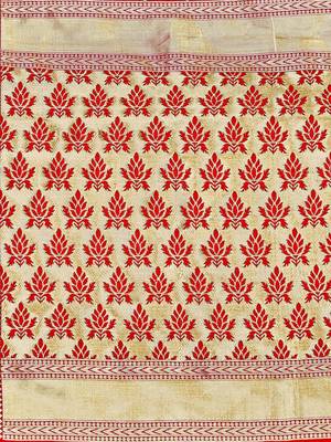 Mehrang Red woven silk saree with blouse 5