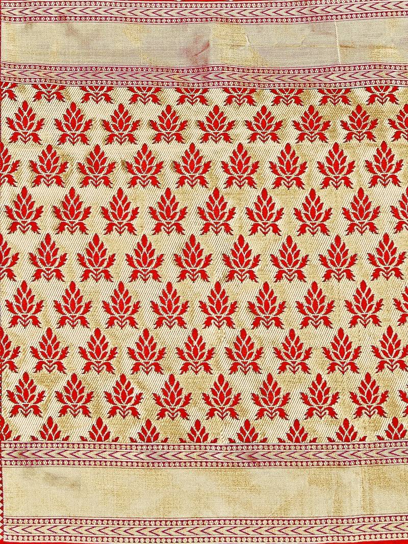 Mehrang Red woven silk saree with blouse