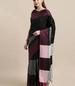 Black woven silk saree with blouse