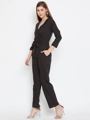 Black plain crepe dresses 3