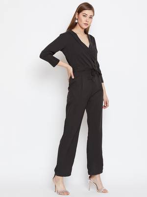 Black plain crepe dresses 4