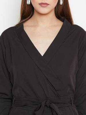 Black plain crepe dresses 5