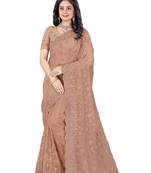 Sky blue embroidered net saree with blouse