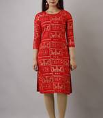 UseCart Rayon gold printed kurta & kurti red