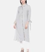 Blue printed rayon long-kurtis