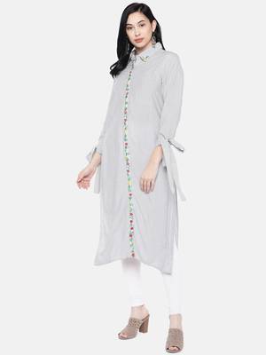 Blue printed rayon long-kurtis 3