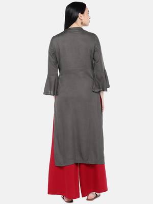 Grey printed rayon long-kurtis 5
