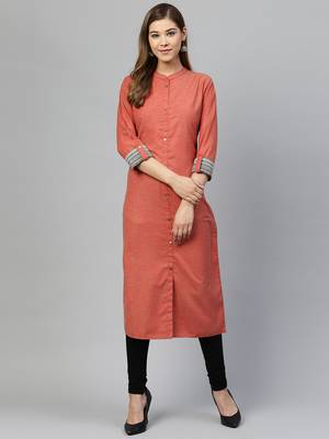 Red printed rayon long-kurtis 1