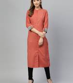 Red printed rayon long-kurtis