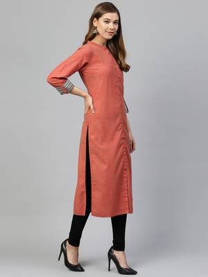 Red printed rayon long-kurtis 3