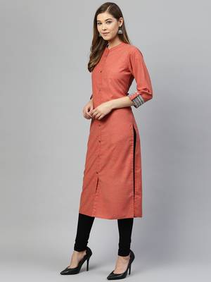 Red printed rayon long-kurtis 4