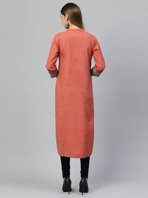 Red printed rayon long-kurtis 5