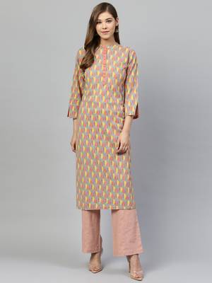 Green printed cotton long-kurtis 1