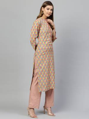 Green printed cotton long-kurtis 3