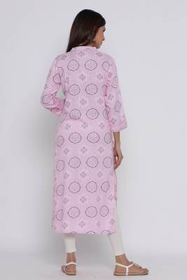 Pink printed rayon long-kurtis 5