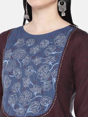 Purple embroidered rayon long-kurtis 2