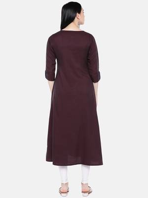 Purple embroidered rayon long-kurtis 5