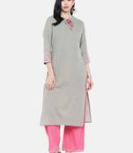 Grey printed cotton palazzo-kurta
