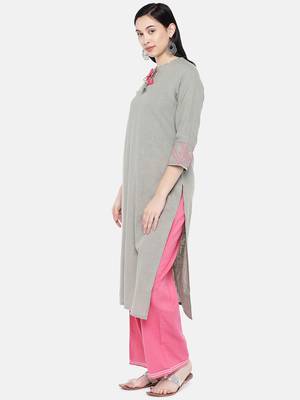 Grey printed cotton palazzo-kurta 3