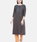 Navy blue printed cotton kurta-sets