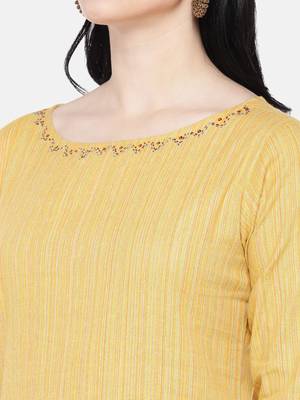 Yellow printed cotton palazzo-kurta 2