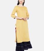 Yellow printed cotton palazzo-kurta