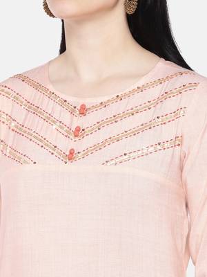 Peach printed rayon palazzo-kurta 2