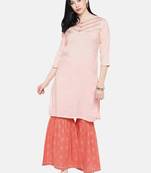 Peach printed rayon palazzo-kurta