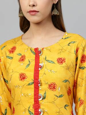 Mustard printed rayon palazzo-kurta 2