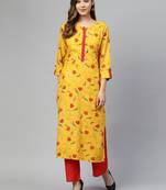 Mustard printed rayon palazzo-kurta