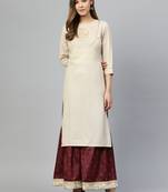 Off white printed rayon sharara-kurta