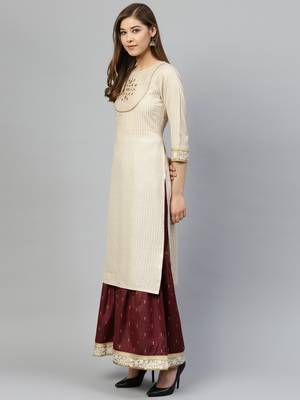 Off white printed rayon sharara-kurta 4