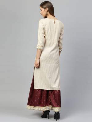 Off white printed rayon sharara-kurta 5