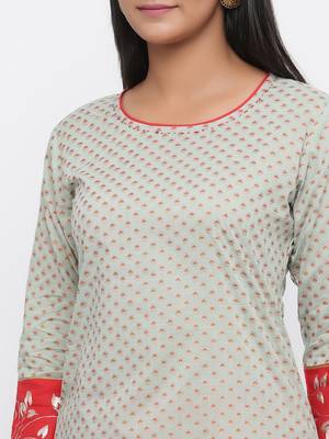 Green printed cotton palazzo-kurta 2