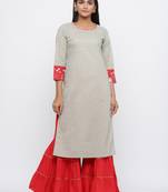 Green printed cotton palazzo-kurta