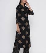 Black printed rayon palazzo-kurta