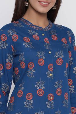 Blue printed rayon palazzo-kurta 2