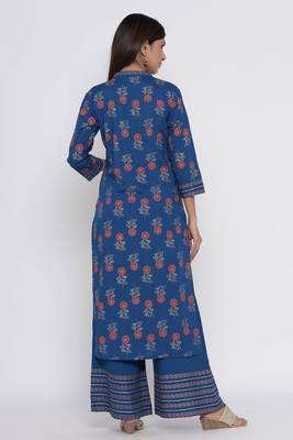 Blue printed rayon palazzo-kurta 5