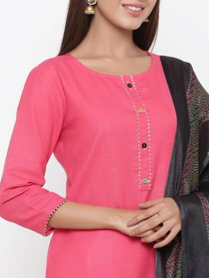 Pink printed cotton kurta-sets 2