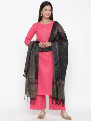 Pink printed cotton kurta-sets 1