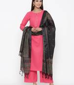 Pink printed cotton kurta-sets