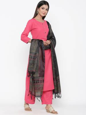 Pink printed cotton kurta-sets 3