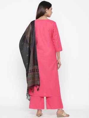 Pink printed cotton kurta-sets 5
