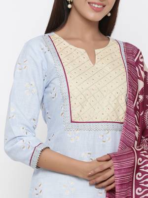 Blue printed cotton kurta-sets 2
