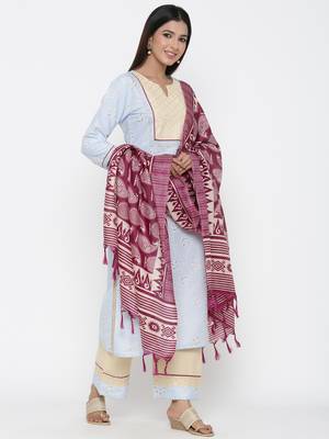 Blue printed cotton kurta-sets 1